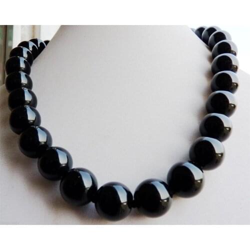 AAA Natural 8 10 12 14MM Round Black Onyx beads Necklace 18" Inch >>>Wholesale Free Shipping 100% Natural Jewelry
