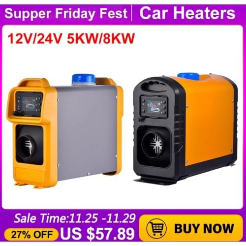 Car Diesel Heater 12V/24V 2KW/8KW LCD Display Remote Control Parking Heater for Car Trucks Ships Trailers RVs Campers Caravans