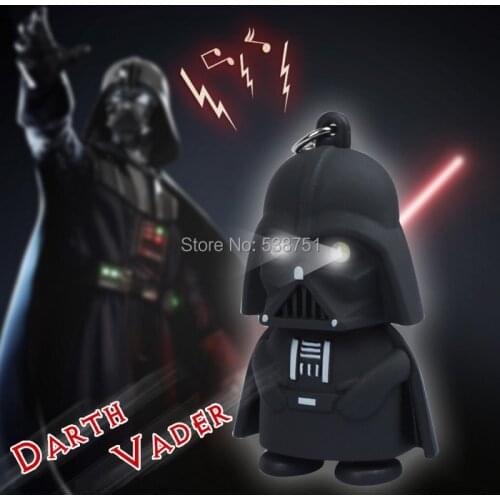 FREE SHIPPING by FEDEX 100pcs/lot 2014 novelty trinket men jewelry Star Wars Darth Vader Key Chain Sound Light Key Holder