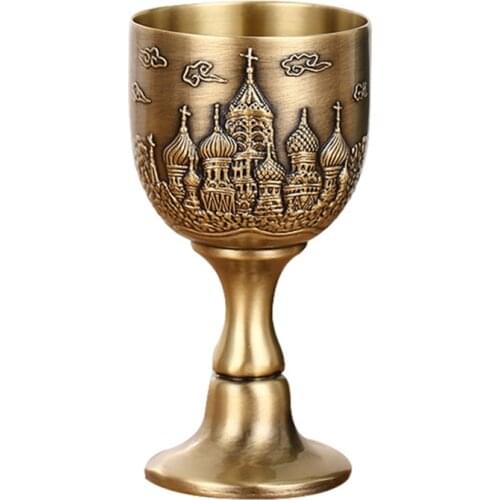 Wine Glasses Vodka Goblet 25ml Bronze Liquor Spirits Cup Mini European Retro Relief Castle Wedding Tumbler for Party Decoration
