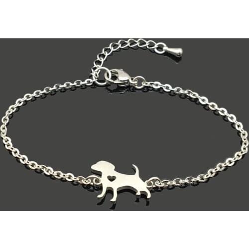 Pet Dog Charm Stainless Steel Chain Bracelet High Quality Stainless Steel Animal Pendant Chain Bracelet For Women Girls