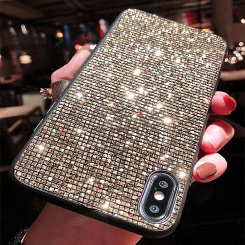 Fashion Bling Diamond Phone Case For iPhone 8 7 6 S 6S Plus 8Plus Glitter Sequins Back Cover For iPhone X XS MAX XR Woman Cases