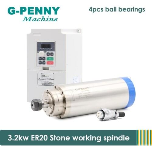 CNC ER20 3.2KW stone working spindle motor 4pcs ball bearings & QL 4.0KW Inverter Variable Frequency VFD