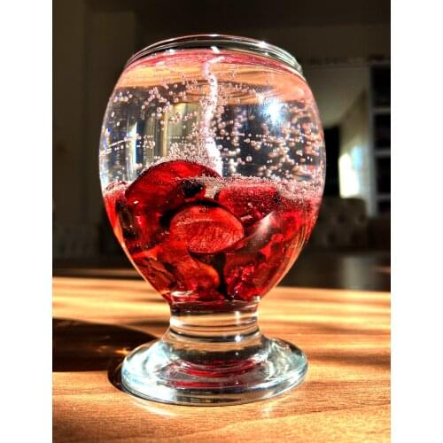 Decorative glass gel candle with rose petals and rose scent, Home accessory