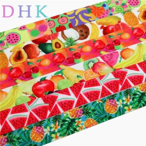 DHK 7/8'' 5yards fruit watermelon pineapple printed grosgrain ribbon Accessory hairbow headwear DIY decoration 22mm E1231