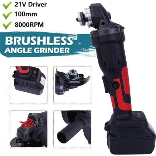 21V Brushless Impact Electric Angle Grinders Machine Angular Power Tool Grinding Cutting Metal Wood 8000RMP Speed Angle Grinder