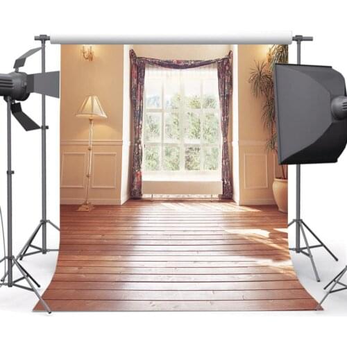 Mehofoto Wood Floor Background for Photography White Windows Backdrop for Family Photographers Photo CM-0851