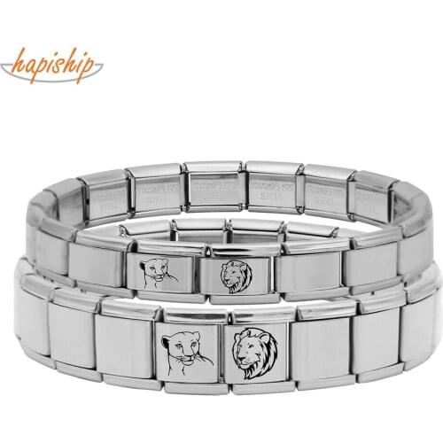 Hapiship 2021 Original Daisy Romantic Lion Couple Love Italian Charm Fit 9mm Bracelet Stainless Steel Jewelry Making DJ500