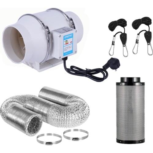 HG 4 Inch Grow Tent Centrifugal Fans&Activated Carbon Air Filter Suit 220V for GrowTent Hydroponic GreenHouse LED HPS Grow