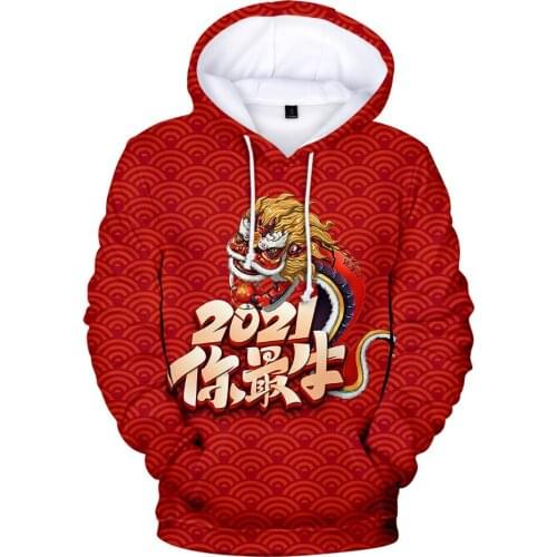2021 Cow Print Harajuku Hoodies Autumn Winter Men/women Hooded Red Fashion Boys/girls Kids Hoodie Sweatshirts Streetwear Hoodie