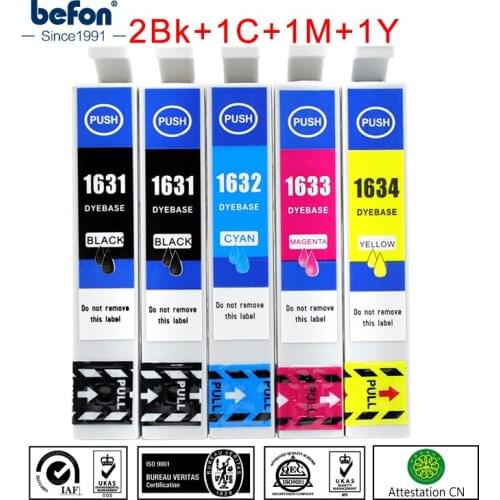 Befon x5 Pack 16XL Ink Cartridge Replacement for Epson T1631 T 1631 16XL 16 XL for WF-2010W 2510WF 2520NF 2530WF 2540WF Printer