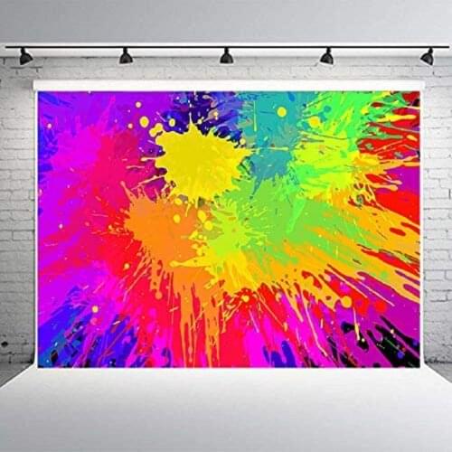 Colorful Paint Splash Background Abstract Graffiti Splatter Photography Backdrop Hip Hop Banner 90s Party Photo Studio Props