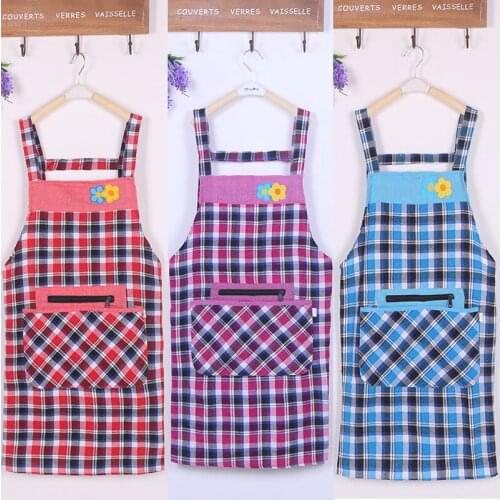 Summer single-layer cotton soft breathable strappy apron work to work dirt-resistant clean work clothes zipper pocket
