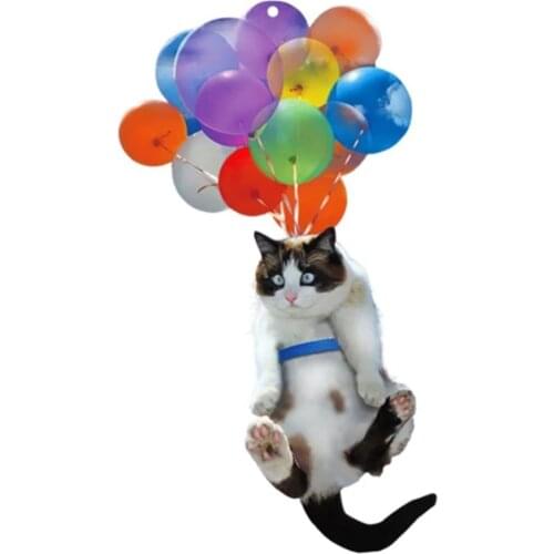 Cute Cartoon Cat Car Hanging Ornament with Colorful Balloon Hanging Ornament Decoration for Auto home decro