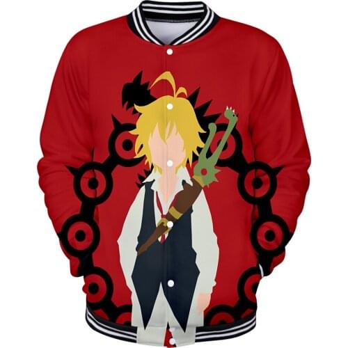 Fashion 3D print meliodas Baseball jacket men women Casual baseball Jackets suitable meliodas Fall winter boys girls red Jacket