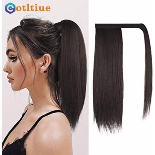 Wrap Around Long Straight Ponytail Human Hair Remy Hair Extensions Indian Hair Extensions Clip Ins Natural Color Hairpiece