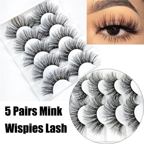 Hot Sale 5Pairs 3D Mink Hair False Eyelashes Natural/Thick Long Eyelashes Extension Wispy Makeup Beauty Extension Tools Handmade