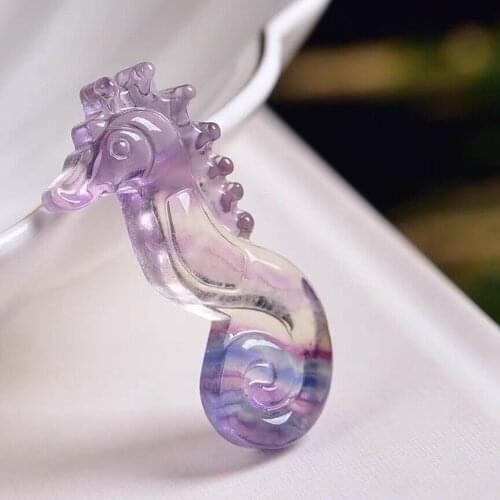 Natural color fluorite carving seahorse