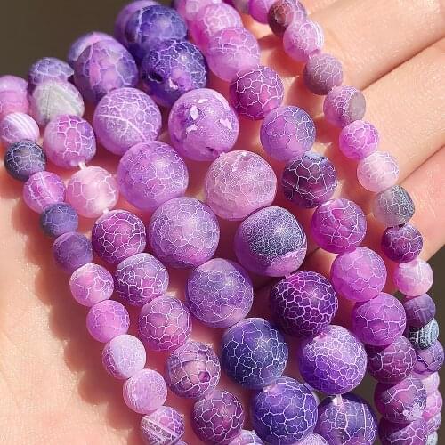Natural Stone Frosted Purple Agates Onyx Beads Round Loose Beads For Jewelry Making DIY Bracelet Necklace 4/6/8/10/12mm