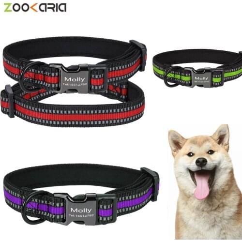 Dog Collar Personalized Pet Dog Tag Collar Custom Puppy Cat Nameplate ID Collars Adjustable for Medium Large Dogs Engraved Tags