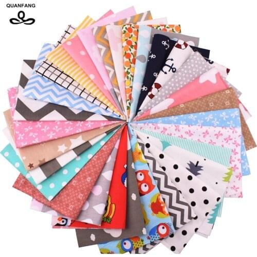QUANFANG 30pcs/lot Printed Twill Cotton Fabric For Patchwork quilts,Cloth,DIY,Quilting,Sewing,Baby,Children color sent randomly