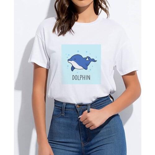 Dolphin Animal Beautiful T shirt Women Fashion Womens shirt Spring Summer Retro Oversize Tshirt vestidos Harajuku T-shirts