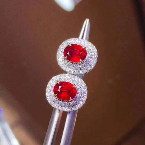 Natural And Real Ruby Earring 925 sterling silver women gemstone earrings
