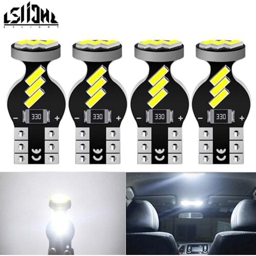 4x Error Free T10 W5W LED Bulb White 7020SMD 4014SMD CANBUS License Plate Light Interior Dome Map Reading Parking Lamp 12V 6000K