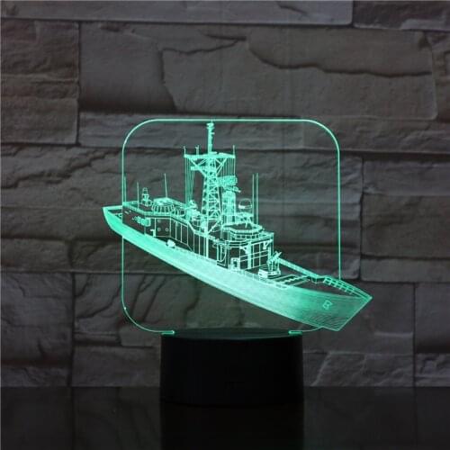 3D Visual Cool Ship LED Night Light 7 Colors Changing Acrylic Boat Desk Lamp USB Sleep Lighting Children Gifts Home Deco 1751r