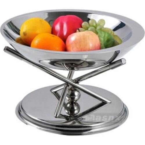 Stainless steel trigeminal fruit frame with eccentric fruit plate set Bar KTV set table fruit plate snack plate platter fruit bo