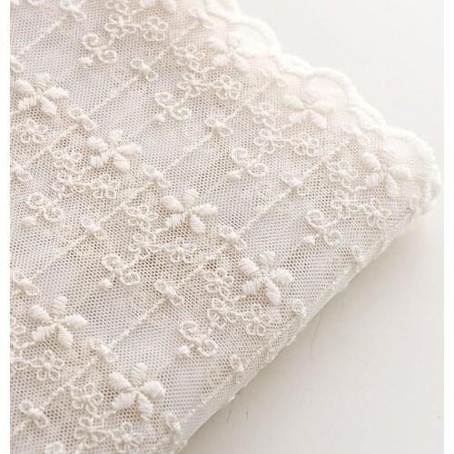 High quality solid lace fabric Beige striped Floral tissu Summer womens dress soft and delicate DIY handmade sewing