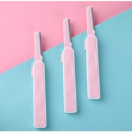1/3Pcs Pink Eyebrow Trimmer Armpit Hair Razor Beauty Face Eye brow Shaper Shaver Stainless Steel Blades Makeup Tools