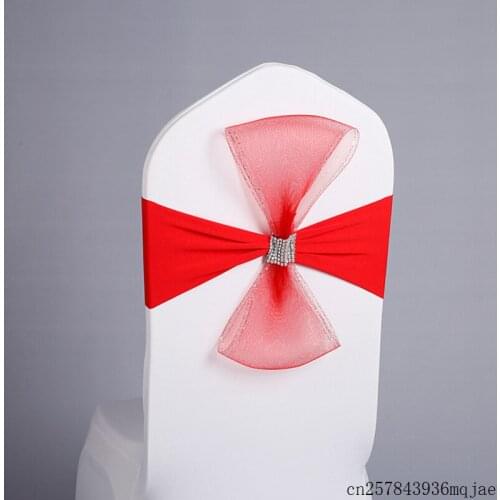 100pcs Bow Tie Chair Sash Romantic Banquet Chair Band Stretch Lycra Chair Sashes Wedding Party Ceremony Decortion