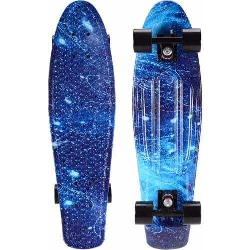 27inch Cruiser Skateboard Graphic Penny Board Galaxy Starry Floral Skate Board Retro Plastic Longboard Complete
