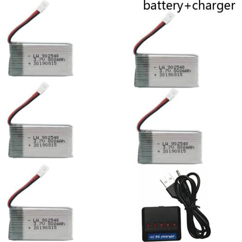 3.7V 800mah 902540 Lipo Battery with charger For Syma X5C x5 X5SC X5SW M68 CX-30 K60 905 30C RC Quadcopter Drone Spare Part
