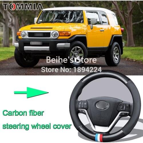 38CM Size M Rubber Carbon Fiber Leather Car Steering Wheel Cover Non-slip breathable For Toyota FJ CRUISER