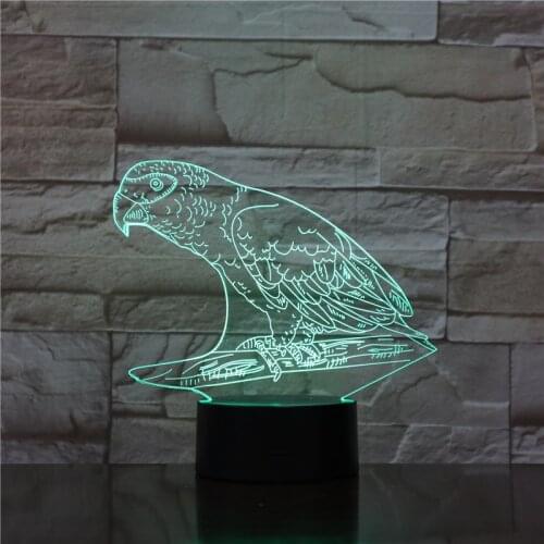 Parrot 3D Lamp Animal Bird 3D Night Light 7 Changeable LED Light Decorative Table Lamp Remote Control As Creative Gifts 1660