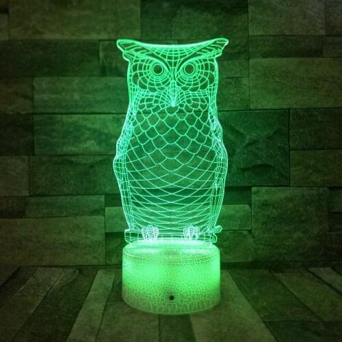 Owl Animal 3D Night Light 7 Colors Change LED Desk Table Lamp Art Home Child Bedroom Sleeping Lighting Bluetooth Speaker Base