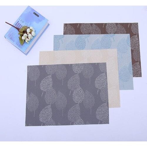 4pcs Restaurant Insulation Placemat Table Mat Disc Pad Bowl Pad Coaster Waterproof Tablecloth Decoration PVC Mat 45*30CM