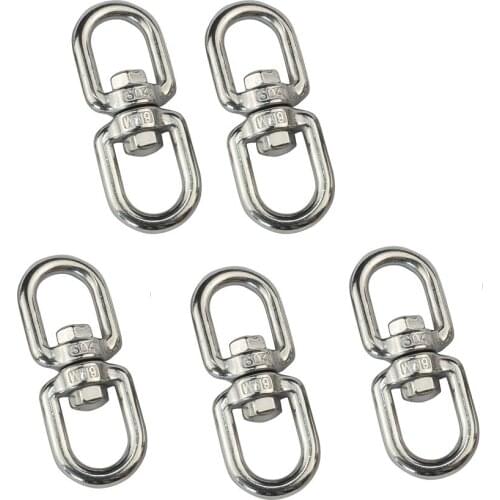 5PCS 304 Stainless Steel Mooring Anchor Chain Double Eye And Eye Liftting Swivel Ring 4mm 5mm 6mm 8mm 10mm Stainless Swivel Hook