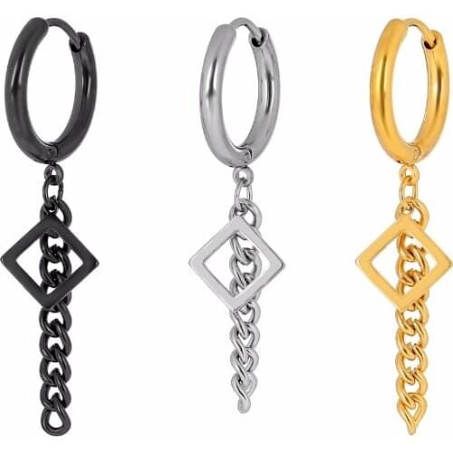 Lot 50pcs Fashion Jewelry- Hoop Square Earrings Men/Women Ear Studs/Earring Stainless Steel Earring PUNK EMO New