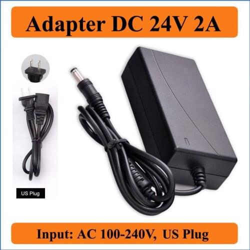 24V 2A US Plug AC DC Adapter AC 100-240V to DC 24V 2000mA AC/DC Power chargers Supply for Led Strips Light CCTV Camera laptops