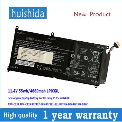 11.4 V 55wh LP03XL New original laptop battery for HP envy 15 15-ae020TX TPN-C124 HSTNN-DB7C DB6C TPN-C122 series 4680mAh