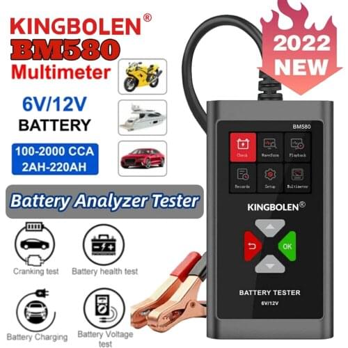KINGBOLEN BM580 Car Battery Tester 6V 12V Analyzer 100-2000CCA 2AH-220AH Cranking Charging Circut Auto Tester Battery Charger