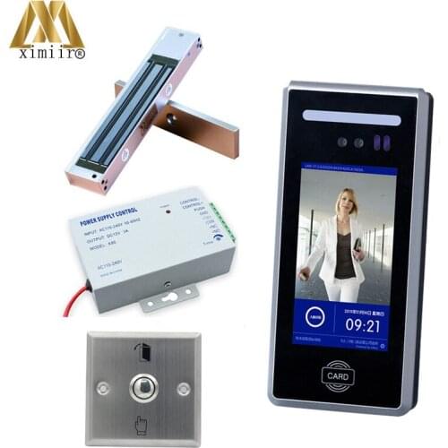 Biometric Dynamic Face Access Control MD18 Facial Recognize Time Attendance 13.56Mhz With Power Supply Exit Button Electric Lock