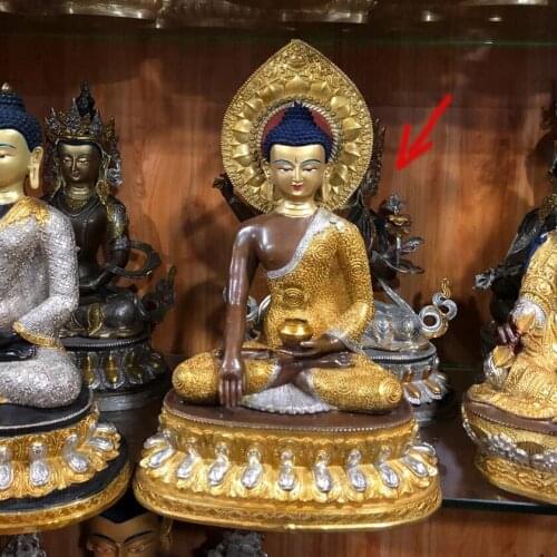 Asia Buddhism home temple bless safe health good luck high grade gilding brass Shakyamuni Amitabha Buddha statue 48CM large