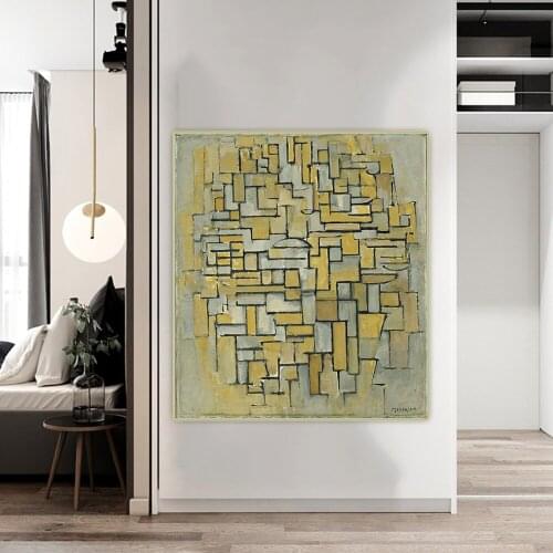 Citon Piet Mondrian《Composition In Brown And Gray 1913》Canvas Oil Painting Artwork Poster Picture Wall Decorations Home Decor