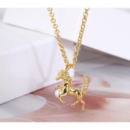 CSxjd Luxury fashion jewelry Exquisite inlaid Cute cow horse rabbit tiger inlaid pearl necklace