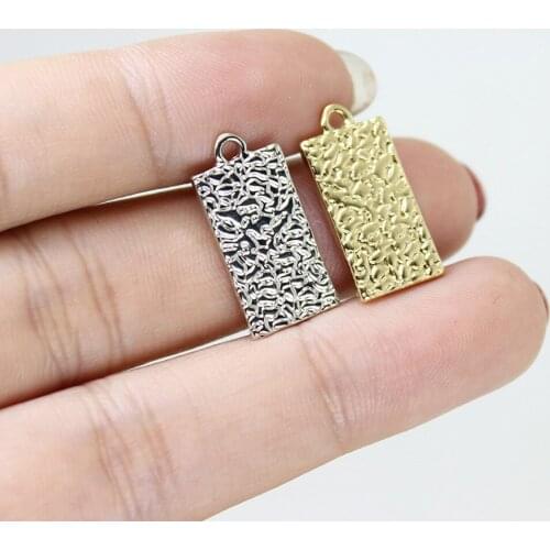 Yamily 10pcs/22*10mm 2Sided Leaves Charms Zinc Alloy Plating Water Ripple Pendants For Necklace Diy Jewelry Finding 2Colour