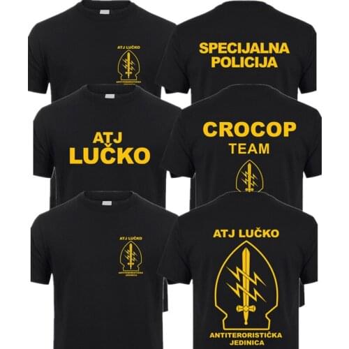 ATJ LUCKO T Shirt Man Cool Croatian Police T-shirt Short Sleeve Terrorism Special Unit Force Man Tshirt Tops XS-5XL QR-016